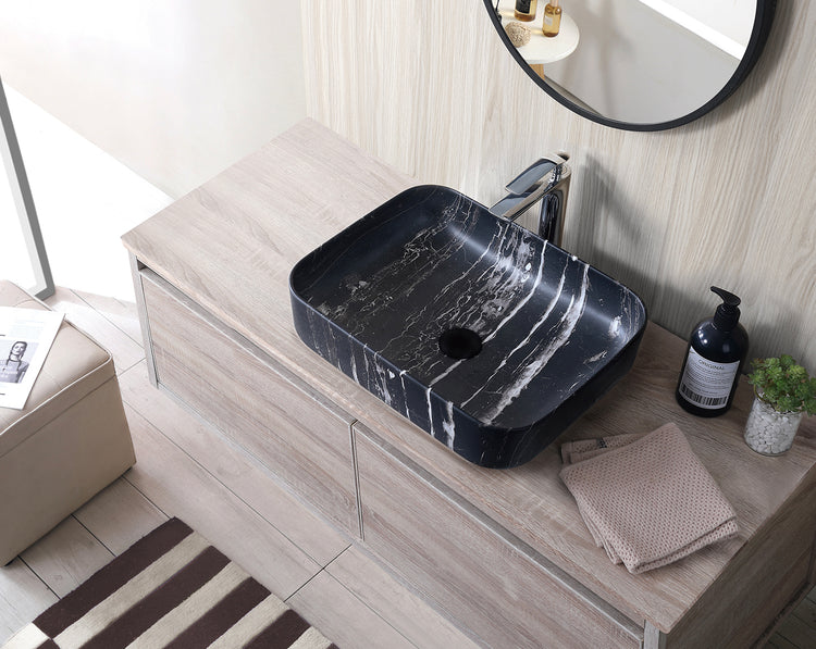 BhD 7056 DALLAS Lavabo Rectangular Sobre Encimera Mármol Negro