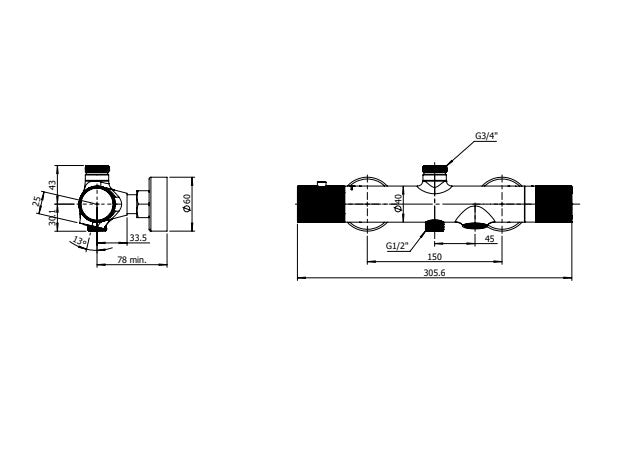 IMEX BTD038-B/NG LINE Grifo Termostático Conjunto de Bañera Negro Mate