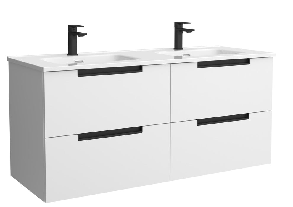 SALGAR 121980 LENI Mueble de Baño 2 pozas Porcelana 120cm Blanco Mate