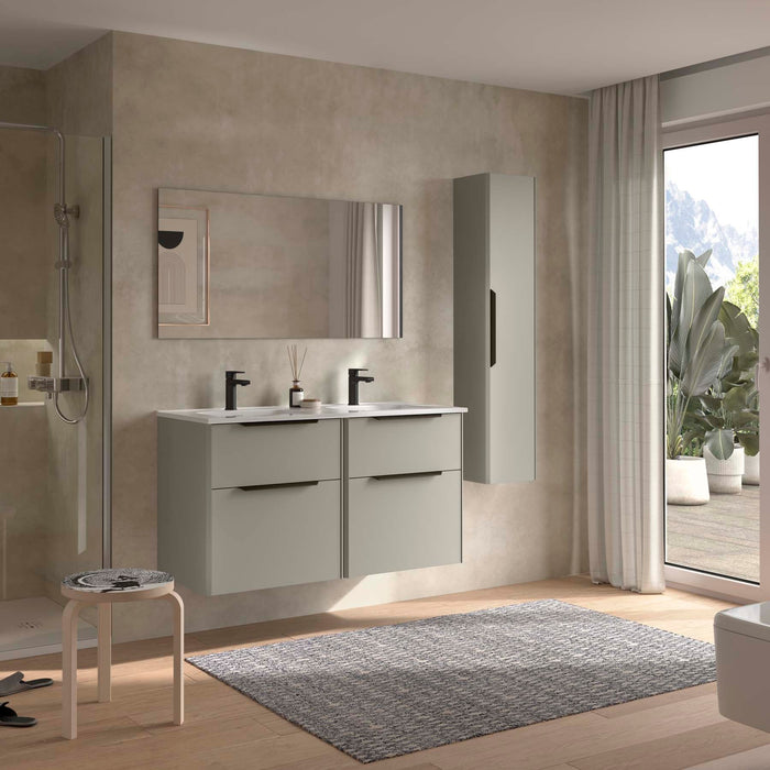 SALGAR 119864 LUVA Mueble+Lavabo+Espejo 120 Gris Satinado Tirador Negro