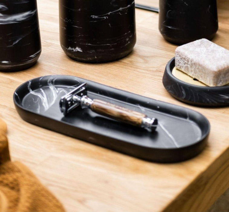 ANDREA HOUSE BA71017 Bandeja de baño de mármol clásica negra