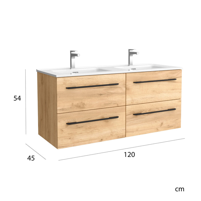 SALGAR 97954 MORAI Mueble de Baño con Lavabo 120 cm Color Roble