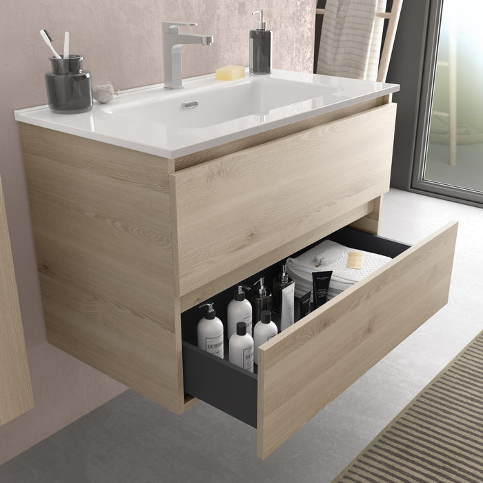 SALGAR 115830 BEQUIA Mueble de Baño 2 pozas Porcelana 120cm Natural