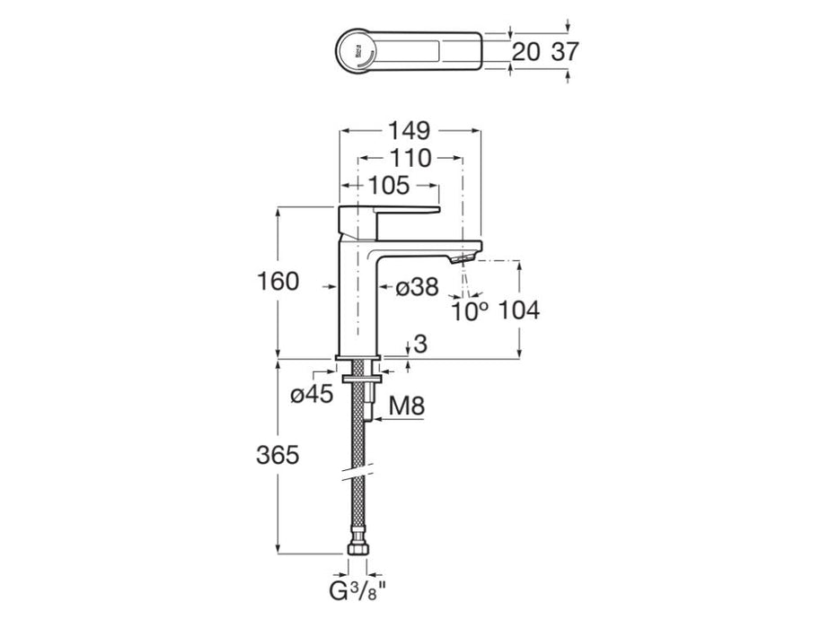ROCA A5A325FC00 TARGA Grifo Monomando Lavabo con Cold Start Cromo