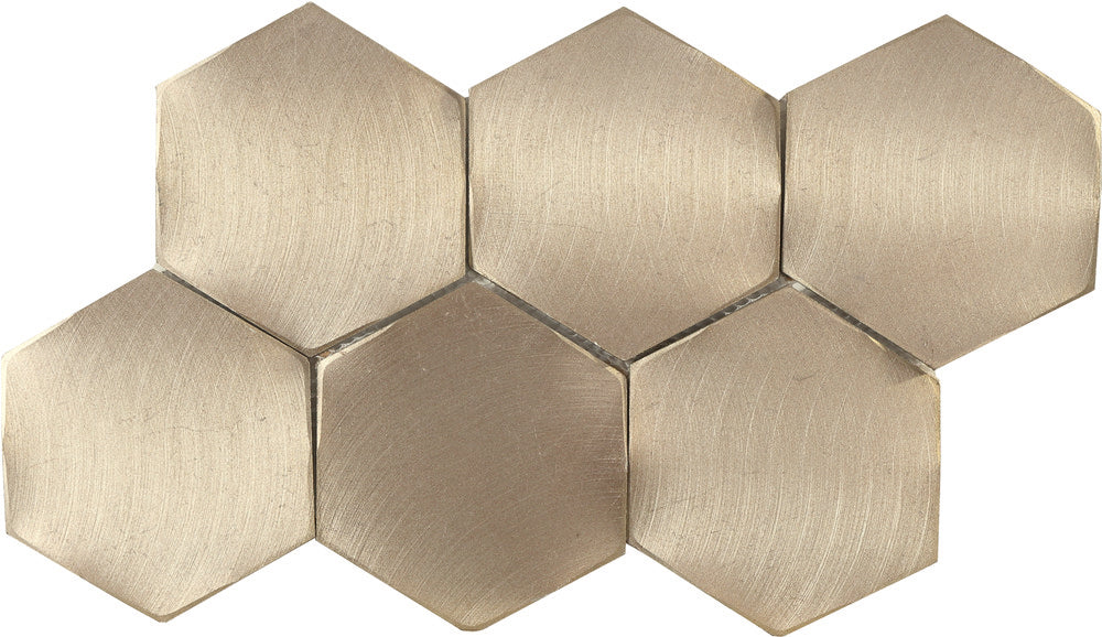 DUNE 188527 ICON GOLD 28x16,2 Mosaico Hexagonal 3D Aluminio Cepillado