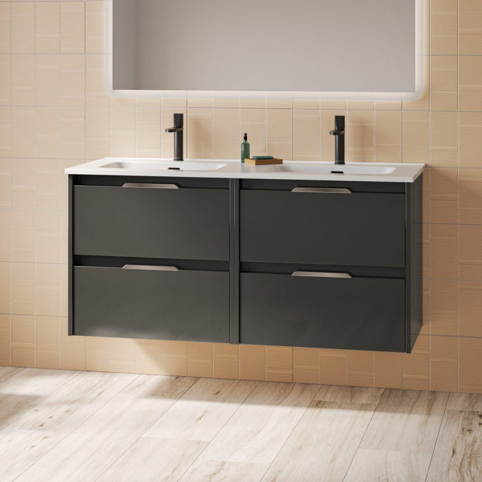 AMIZUVA C0073819 SUKI Mueble de Baño con Lavabo 4 Cajones 120 cm Antracita Brillo