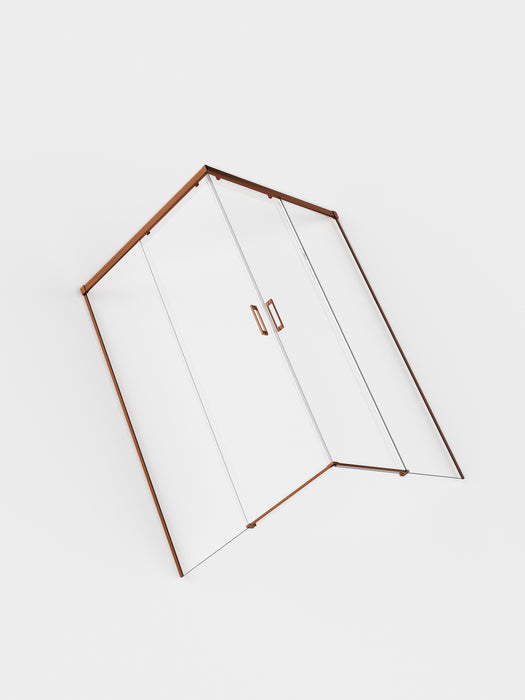 SB_X STYLO Mampara Ducha Cuadrada Oro Rosa Cepillado Transparente