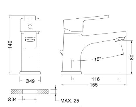 GENEBRE 60134 41 45 66 Monomando De Lavabo Medio Alto