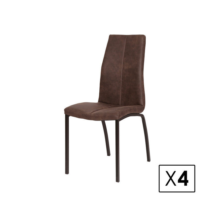 FURNITURE STYLE FS304CHOCMCF MARIAN Pack 4 Sillas de Comedor Microfibra Color Marrón
