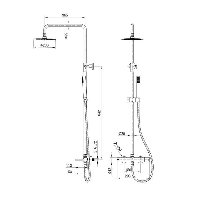 IMEX BDM039/NQ MONZA Grifo Gran Ducha Monomando Telescópico Color Níquel Cepillado