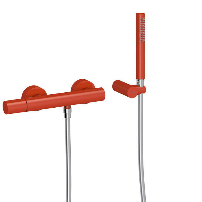 TRES 26116701TRO STUDY Grifo Monomando Mural Ducha Rojo