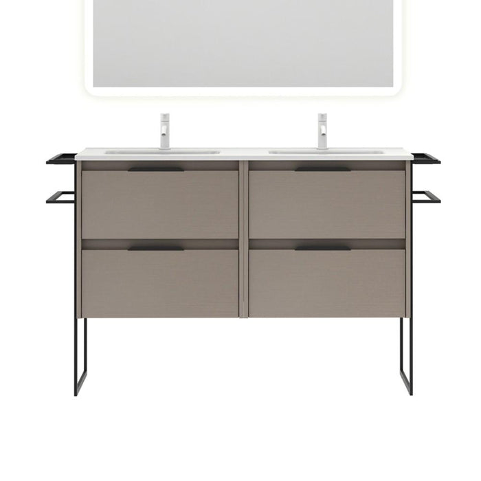 AMIZUVA C0073759 KEIKO Bathroom Furniture with Sink 4 Drawers 120 cm Fumé Arenado