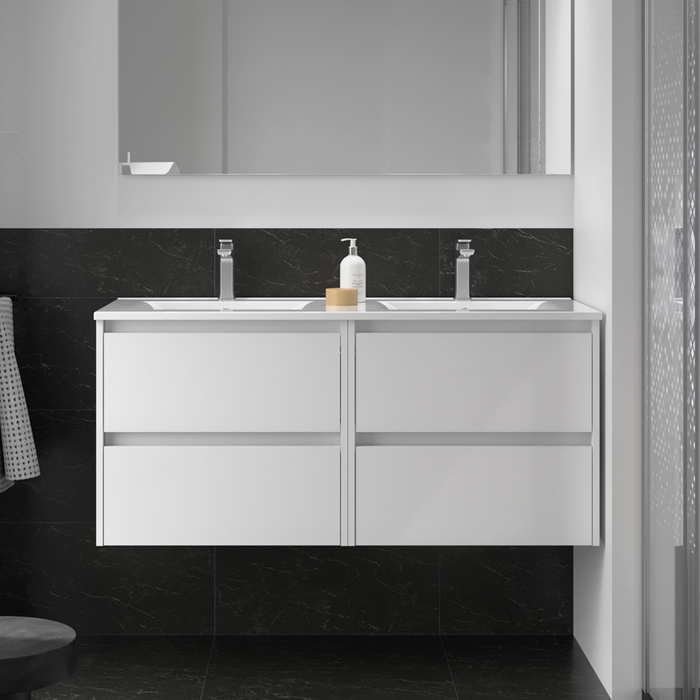 SALGAR 106169 NOJA Mueble de Baño con Lavabo 4 Cajones 120 cm Color Blanco Brillo
