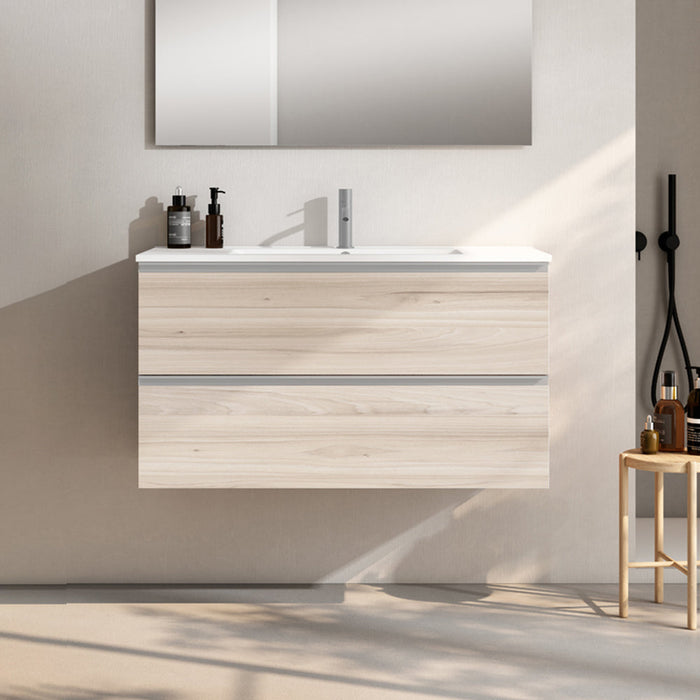 VISOBATH GRANADA Bathroom Cabinet with Wall Hung Sink 2 Drawers Alder Color Aluminum Handle