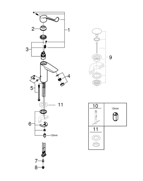 GROHE 25 243 003 EUROSMART Monomando para baño y ducha 1/2" cromo