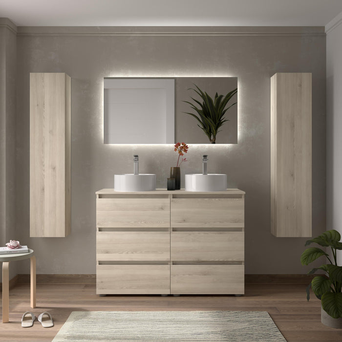 SALGAR BEQUIA Mueble 3C Lavabo sobre encimera 120 cm Natural