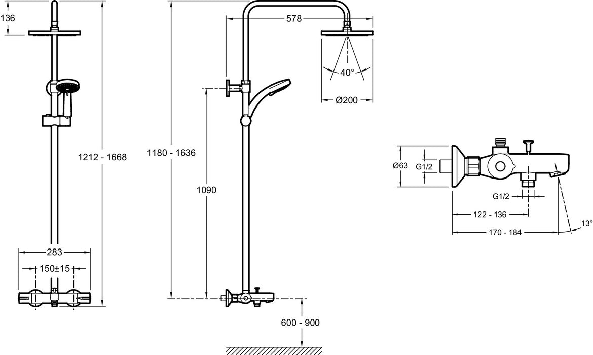 Jacob Delafon E99741-CP JULY Columna baño-ducha
