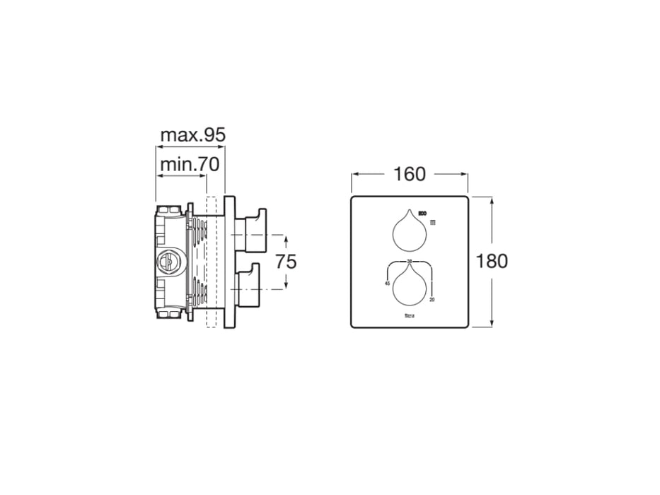 ROCA A5A2C3ACN0 INSIGNIA Grifo Termostático Empotrable Ducha Negro Titanio
