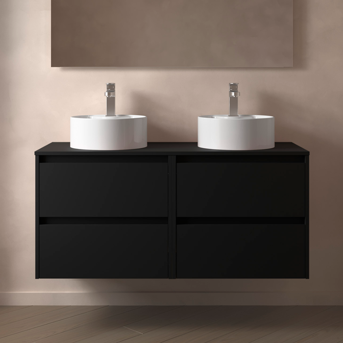 SALGAR 105527 NOJA Mueble de Baño con Tapa Encimera 4 Cajones 140 cm Color Negro Mate