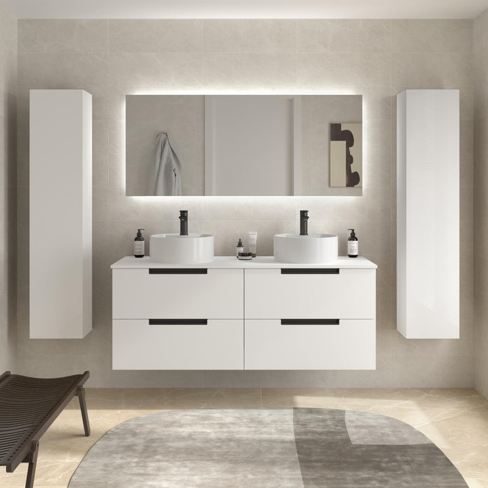 SALGAR 122008 LENI Mueble de Baño 2 pozas Porcelana 120cm Blanco Mate
