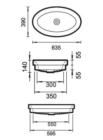 SANITANA CILE3E OVALO Lavabo Encimera Semi Encastre Blanco