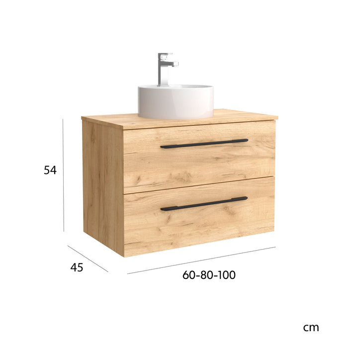 SALGAR MORAI Mueble de Baño con Lavabo y Encimera Color Roble