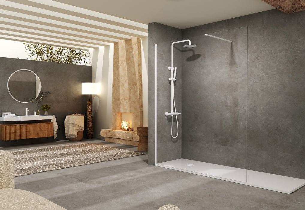 SB_X SCREEN Mampara Fijo Ducha 8 MM Blanco Mate Transparente