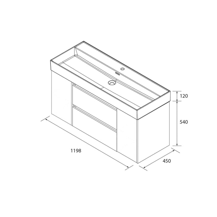 SALGAR 110525 BEQUIA Mueble de Baño con Lavabo 120 cm 2 Cajones 2 Puertas Roble África