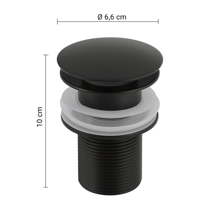 GEDY MXCC0300000 CLIC CLAC 03 Válvula desagüe universal para lavabo y bidet negro mate