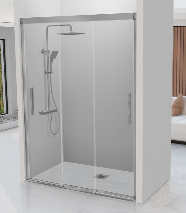 KASSANDRA ESTRELLA Shower Screen Front 3 Sliding Doors 6 mm Bright Silver Transparent