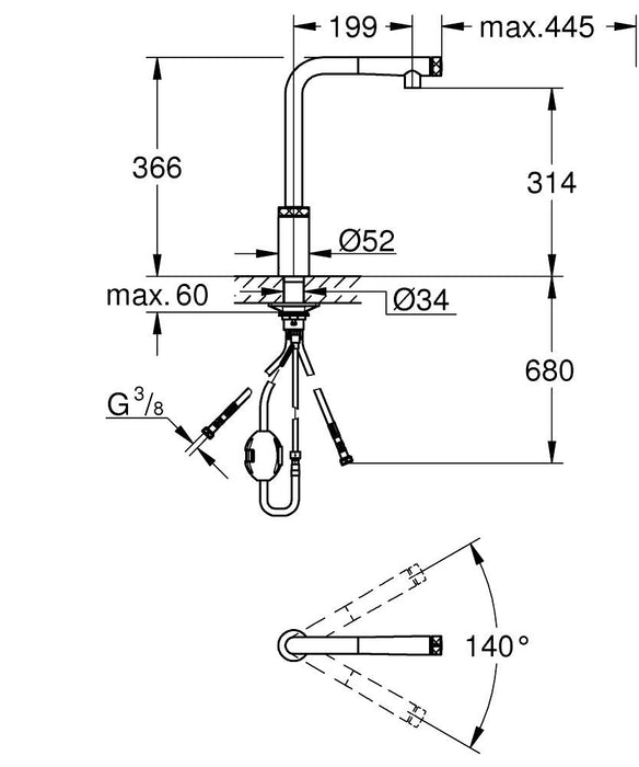 GROHE 31 613 000 Minta SmartControl Monomando de fregadero con SmartControl integrado cromo