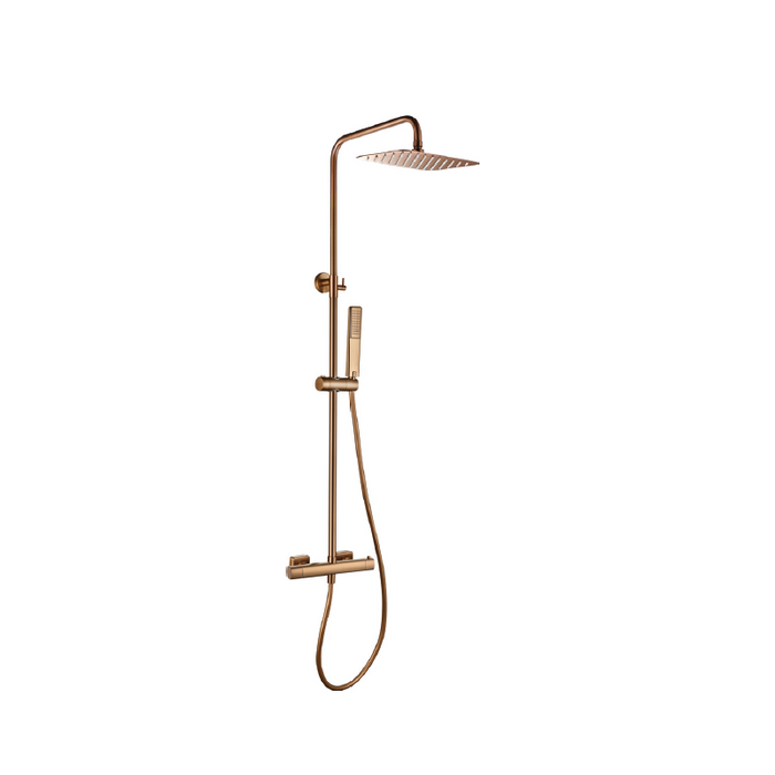 IMEX BTT064/ORC TOSCANA-AREZZO Termostatico Conjunto Ducha Oro Rosa Cepillado