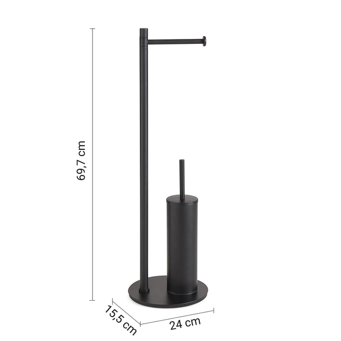 GEDY 72321400000 MIDA Columna de pie con portarrollos y escobillero negro mate