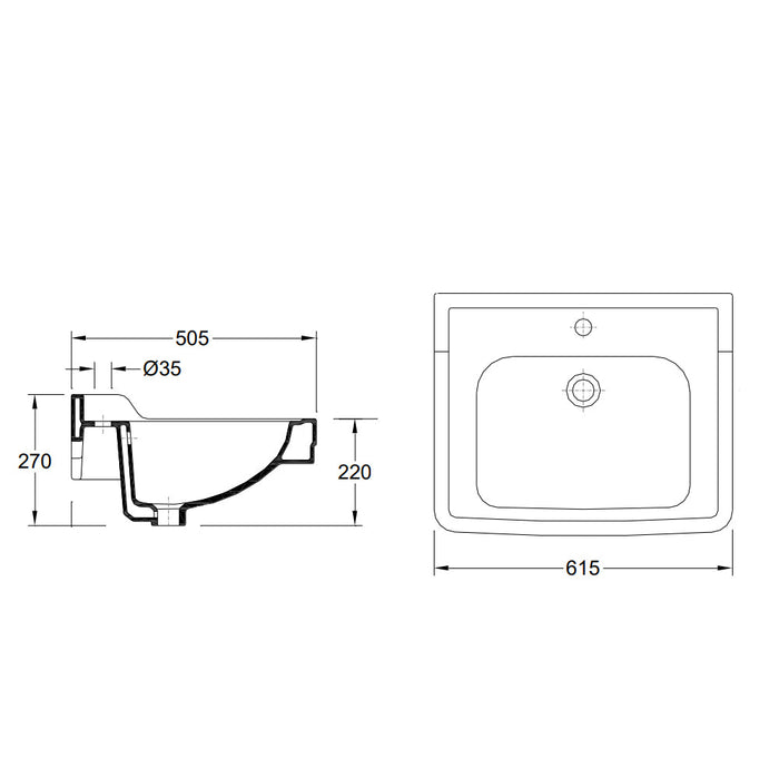 VALADARES 16351002C NEOCLASSICA Wall Hung Sink 61 With Rim White