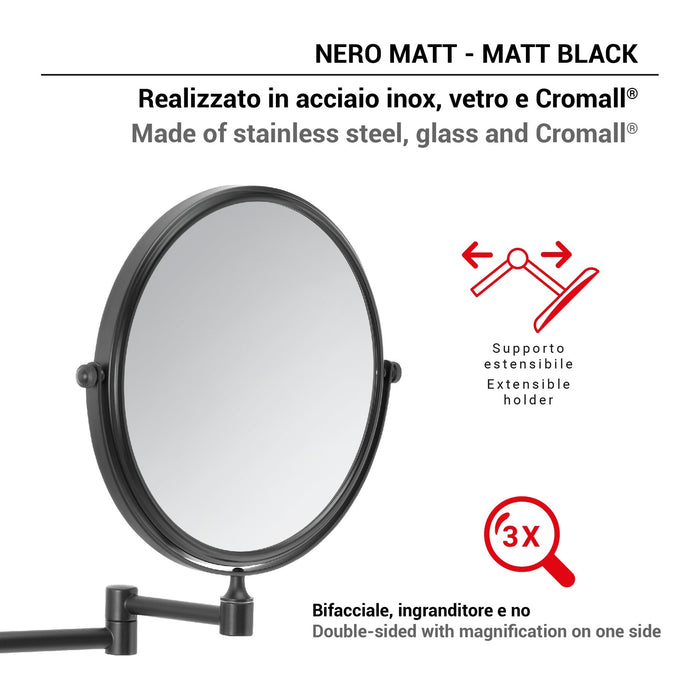GEDY CO202414000 GAIA Mirrors Magnification Matte Black