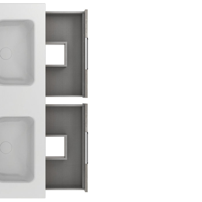 AMIZUVA C0073825 SUKI Mueble de Baño con Lavabo 6 Cajones 120 cm Gris Arenado