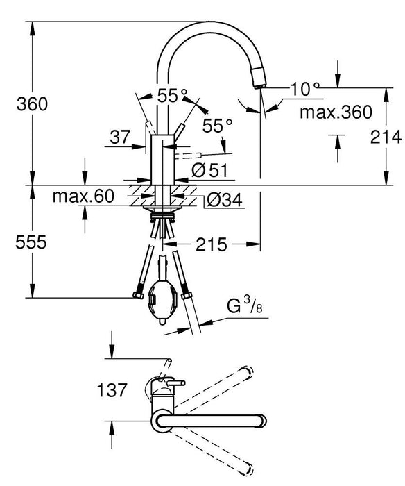 GROHE 32 663 003 Concetto Monomando de fregadero 1/2" cromo