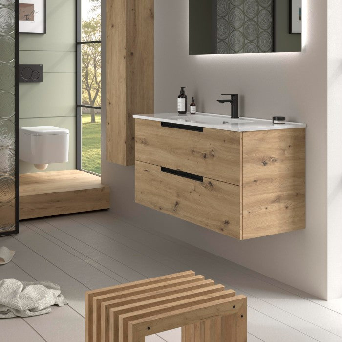 SALGAR LENI Mueble de Baño con Lavabo Color Roble