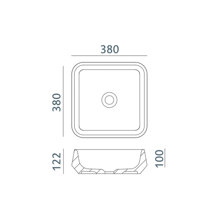 ACQUABELLA 53022962 VENET SQUARE Sink Above Counter Matte White