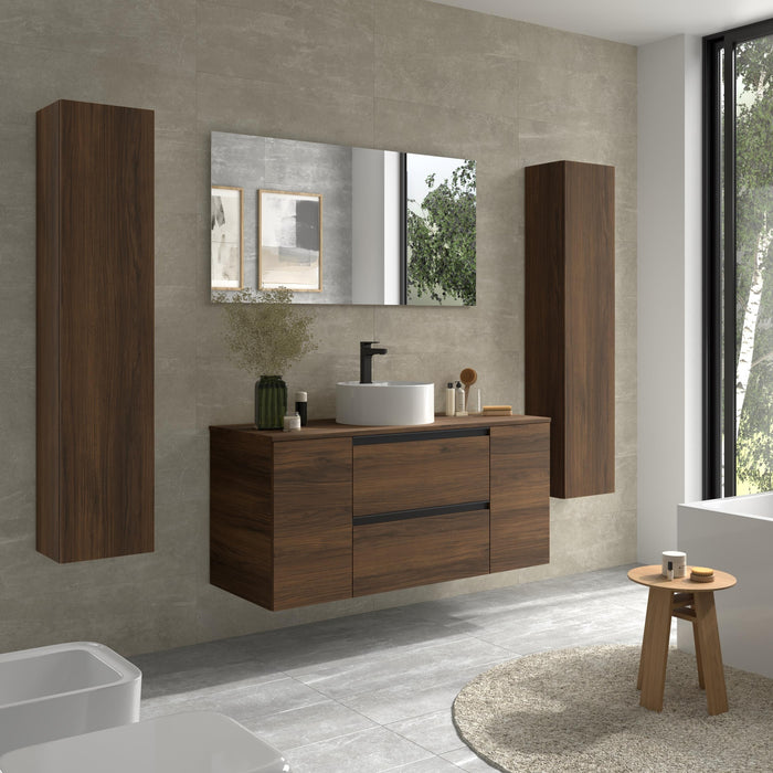 SALGAR 116066 BEQUIA PLUS METAL Mueble de Baño 1 poza Porcelana 120cm Nogal