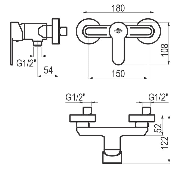 PRESTO 2153011 Zip Plus 2.0 grupo ducha Blanco