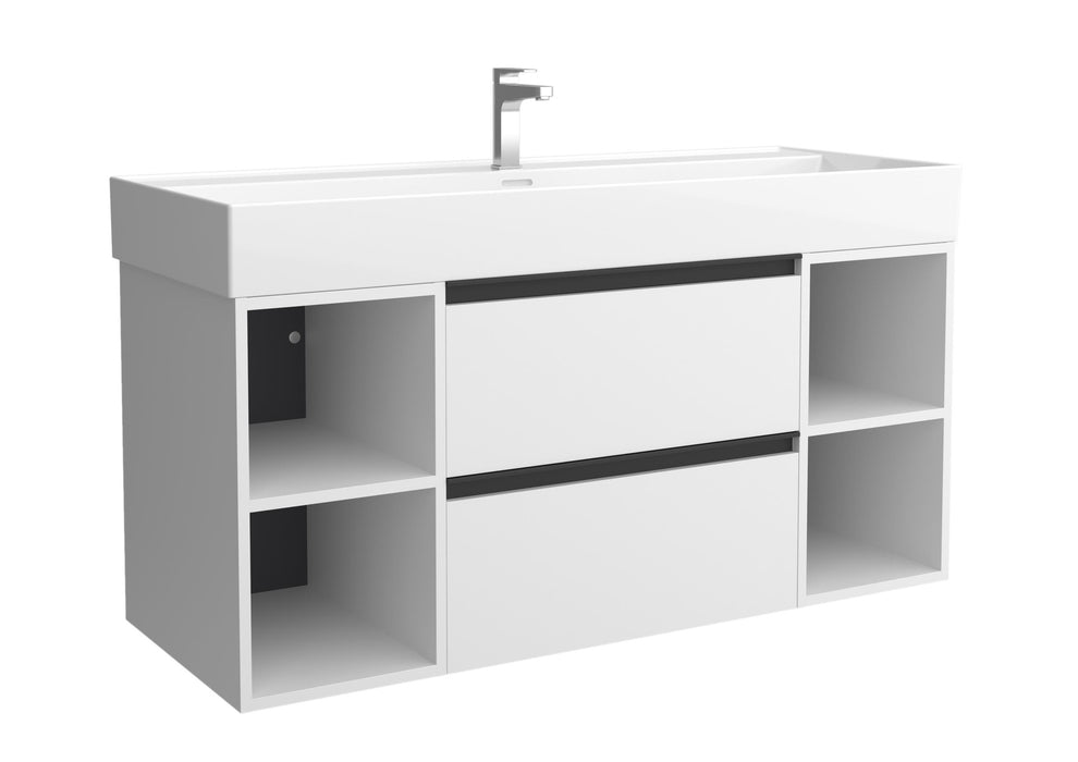SALGAR 116038 BEQUIA PLUS METAL Mueble de Baño 1 poza Porcelana 120cm Blanco Mate
