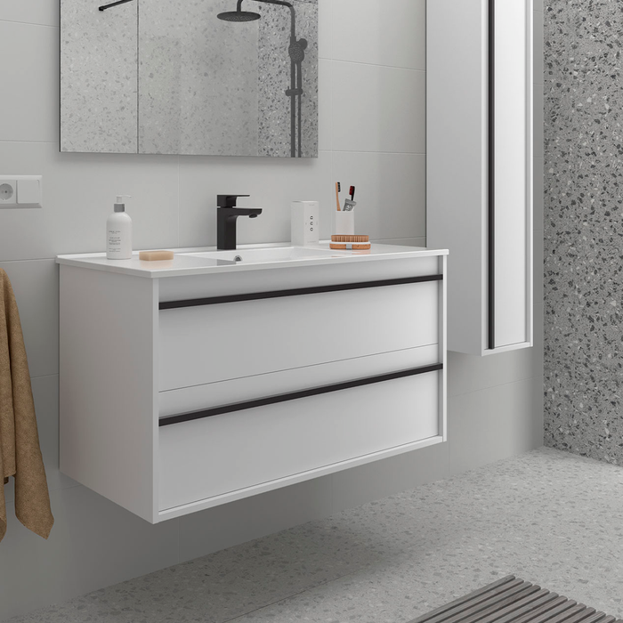 SALGAR ATTILA Bathroom Furniture with Sink 2 Drawers Matte White Color