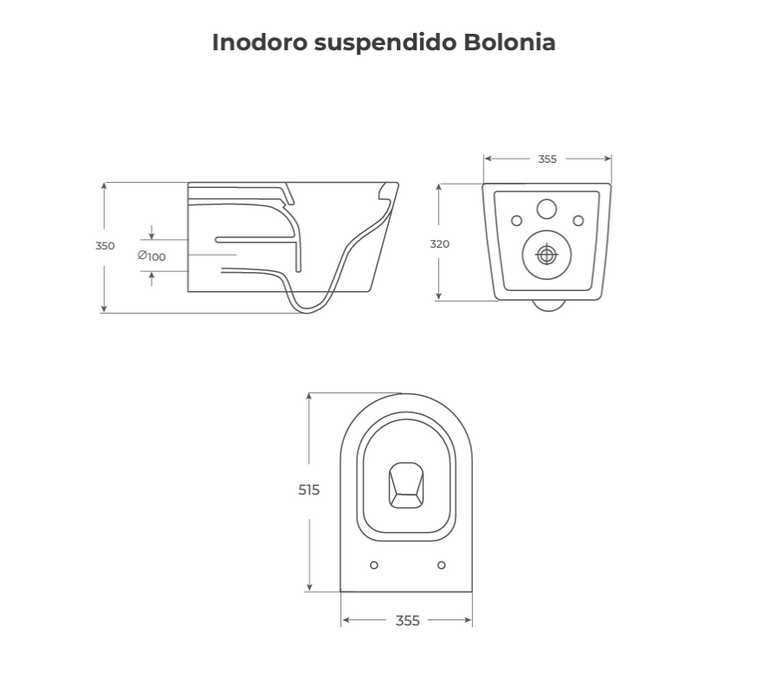 FOSSIL NATURA 01659 BOLONIA Inodoro Rimless Suspendido Negro Mate