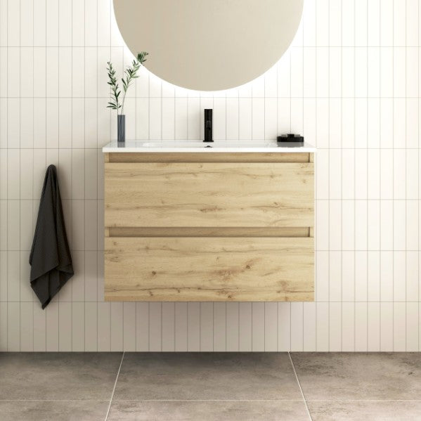 ROYO KENA Mueble+Lavabo Suspendido 2 Cajones Roble Arenado