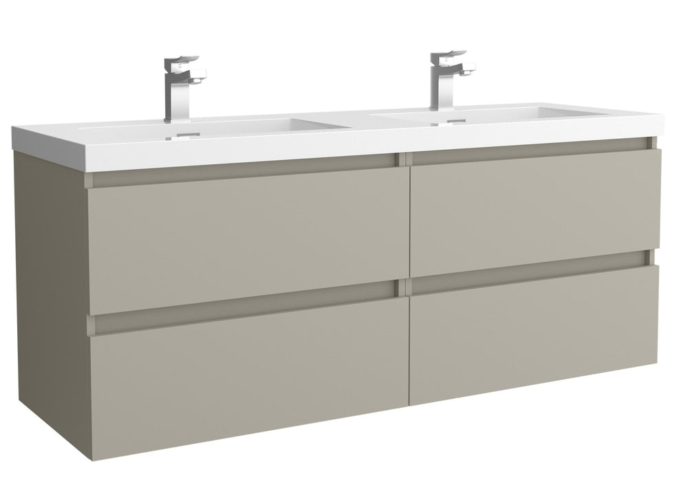 SALGAR 122352 BEQUIA Mueble de Baño 2 pozas Carga Mineral 140cm Gris mate