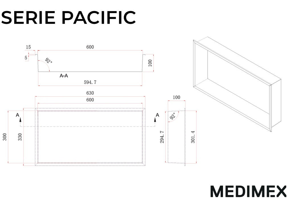 MEDIMEX HOR002/BL PACIFIC Hornacina 63x33 Blanco Mate