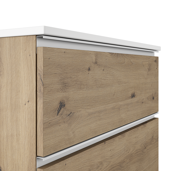 VISOBATH GRANADA Mueble de Baño con Lavabo Suspendido 2 Cajones Color Roble Costa Tirador Blanco