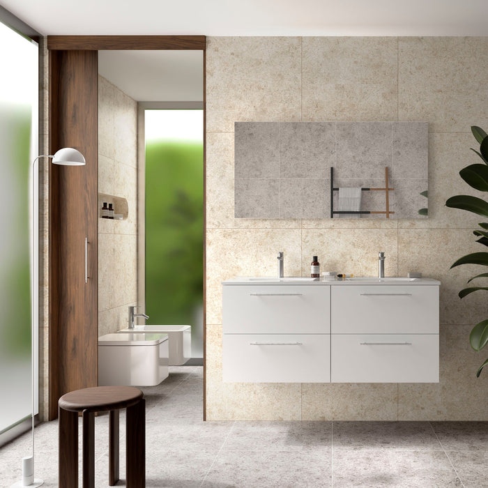 SALGAR 118038 SILANE Conjunto Mueble 120 Blanco Satinado Tirador Anodizado