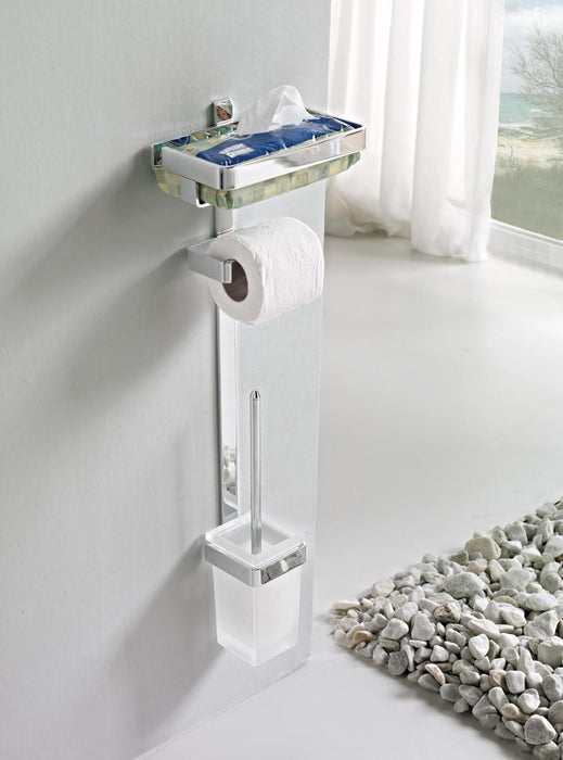 BELTRAN 21256 MILAN Escobillero Portarrollos Con Contenedor Cromo Adhesivo
